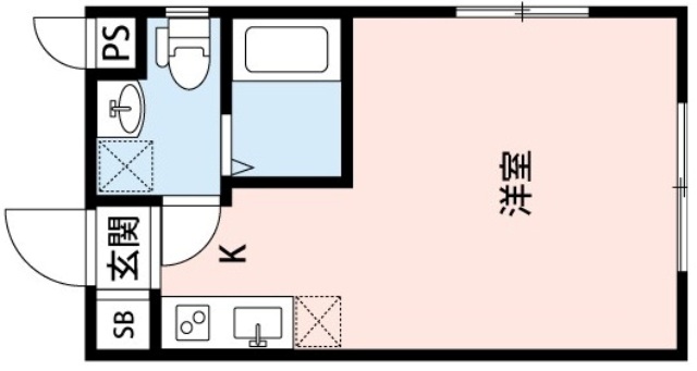 大阪府大阪市東淀川区東中島６丁目7-6celeste東中島Ｃタイプワンルーム22.28㎡.南向き.南東角203号室の間取り図